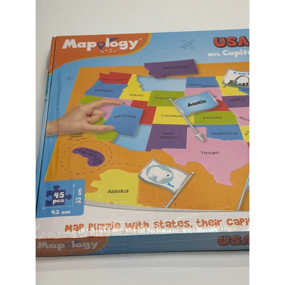 Imagi Make‎ Mapology USA with Capitals Foam Map Puzzle 45pc Educational Toy New